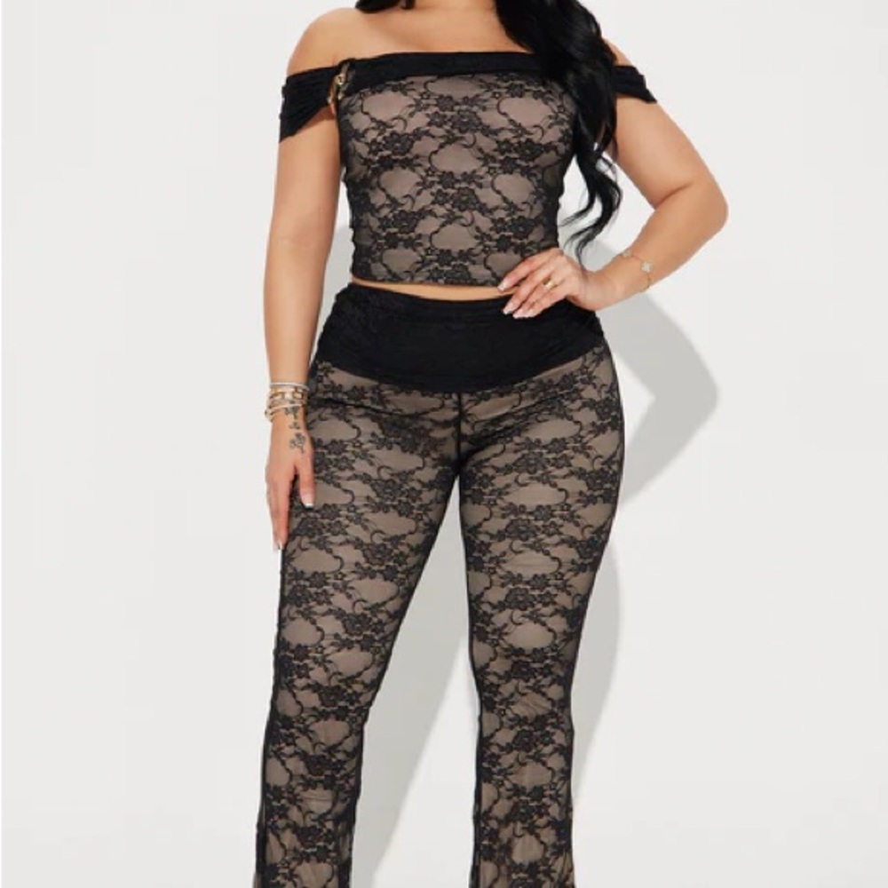 Poetic Romance Lace Pant Set - Black NWT
